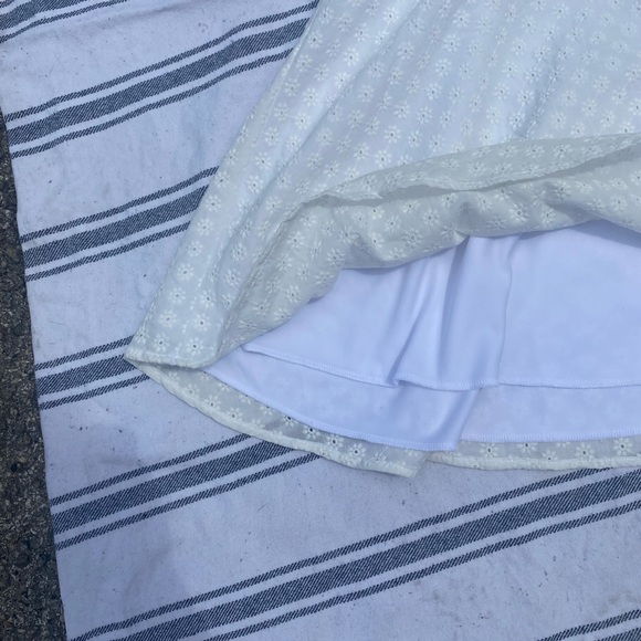 Spaghetti Strap Eyelet Mini Summer Dress White - Picture 5 of 7